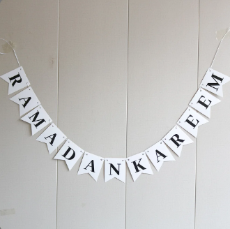 Black&White "Ramadan Kareem" garland/Banderole noir et blanc "Ramadan Kareem"