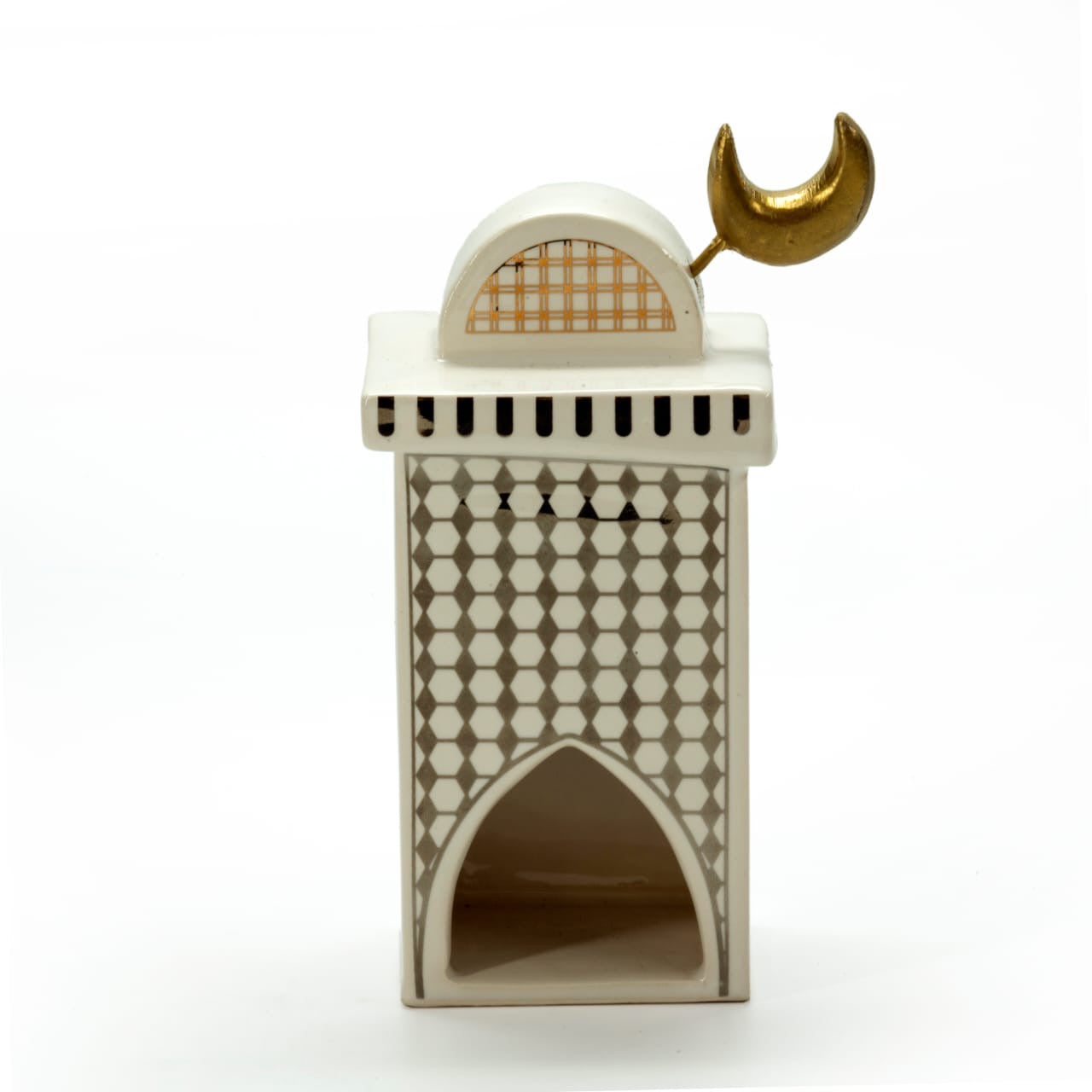 Ceramic minaret gold/silver - S/Minaret en céramique or/argent - S